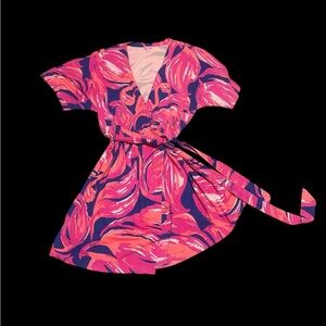 Lilly Pulitzer Vibrant Pink and Navy Midi Dress